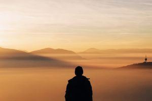 Foggy mountain view