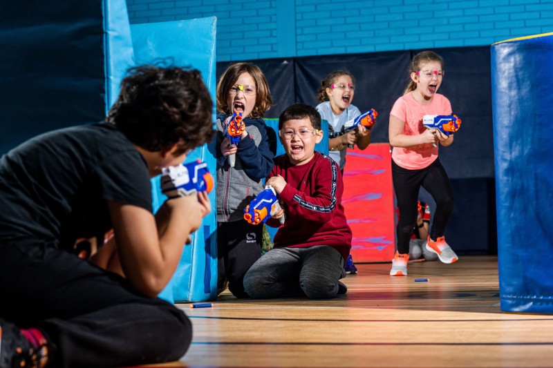 A SportBU Neon Nerf Wars party in action. Taking place in the Sports Hall on our Talbot Campus, it's the perfect venue for a party – whatever the weather.
