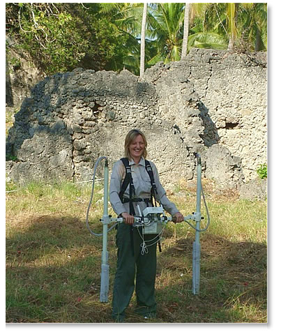 Surveying ruined 13th Century town of Songo Mnara, Tanzania using a Magnetic Fluxgate Gradiameter (World Heritage Site)